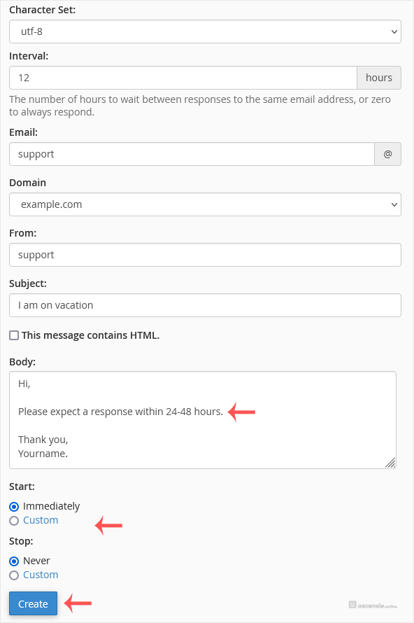 Autoresponder configureren