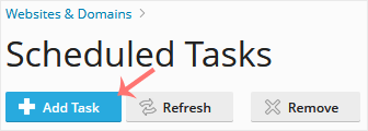 Add Task-knop in Plesk