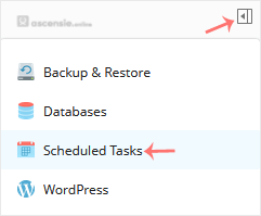 Scheduled Tasks in de rechterzijbalk van Plesk