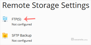 FTP(S) selecteren voor configuratie